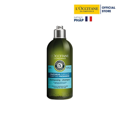 [Mã FMCGM100 - 10% đơn 500K] Bộ sản phẩm gội xả dành cho tóc dầu L'Occitane Purifying Shapoo 300ml &amp; Conditioner 250ml
