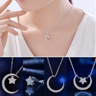 Dây Chuyền Nữ Bạc 925 Mặt Trăng Ngôi Sao Đeo Nhiều Kiểu Phong Cách Thời Trang Hàn Quốc DC18
