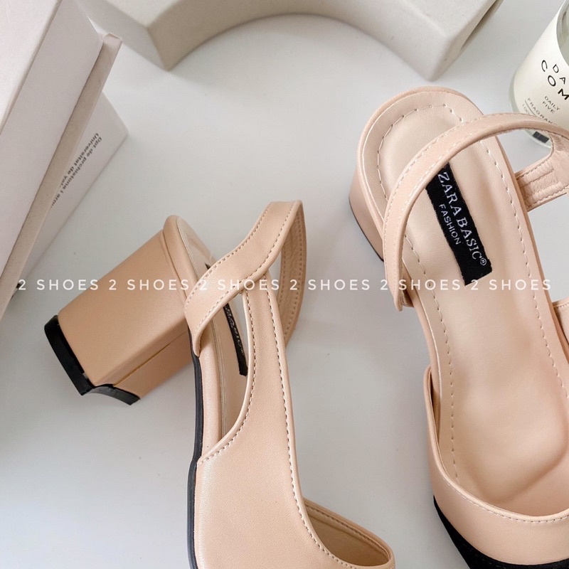 Giày sandal nữ phối màu 5cm quai chun sau mã H77