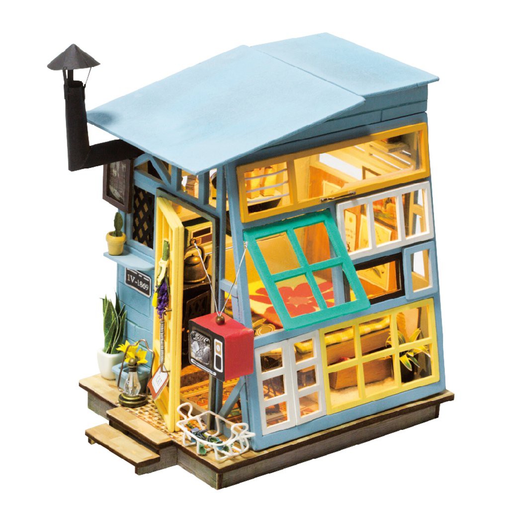 Đồ trang trí Mô hình nhà lắp ghép có đèn Wooden hut Robotime DochoiHCM