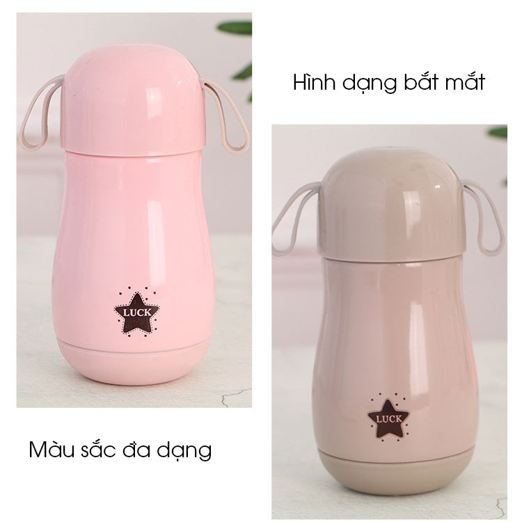 HOTBình giữ nhiệt INOX 304 họa tiết NGÔI SAO MAY MẮN siêu CUTE - An toàn cho bé 200ML