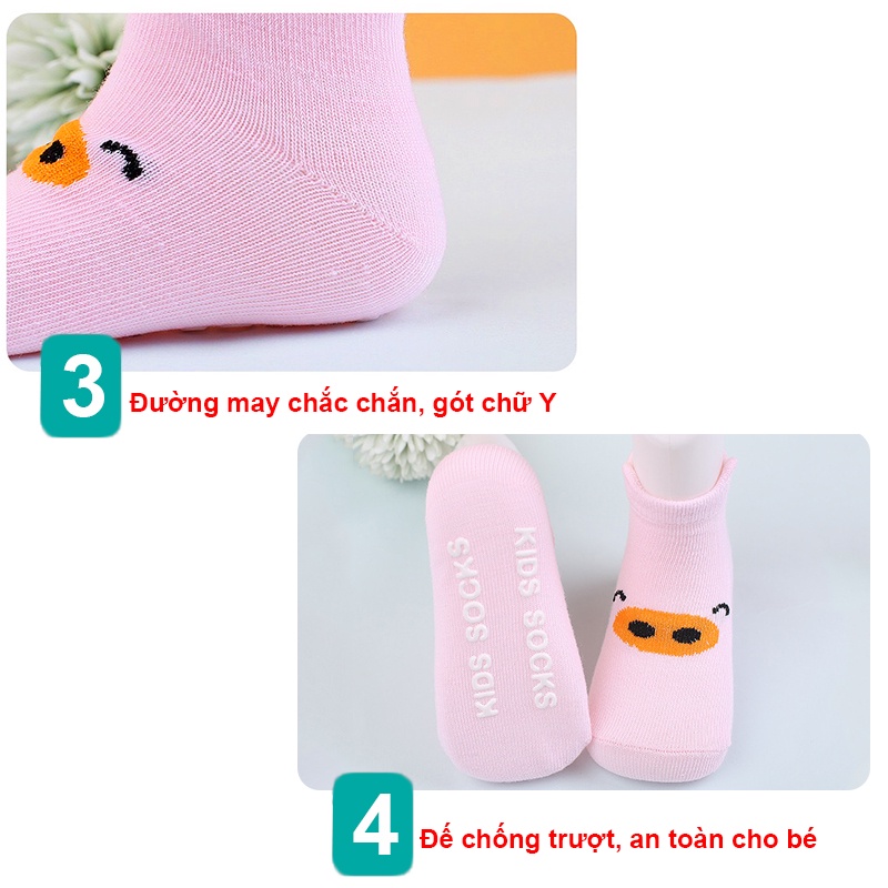 Tất cổ ngắn cho bé 0-36 tháng chống trượt Baby-S, Tất hình thú đủ màu sắc cho bé trai và bé gái – ST001