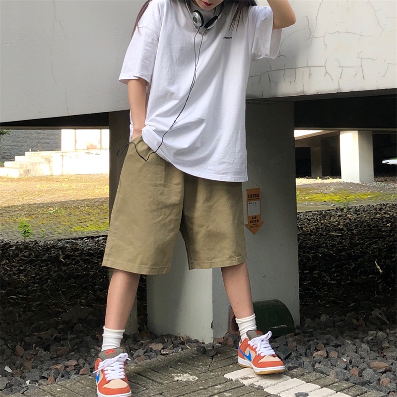 Quần Short Nam Màu Trơn Phong Cách retro Thời Trang Hàn Quốc