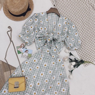SET ÁO  HOA CÚC + QUẦN VÁY