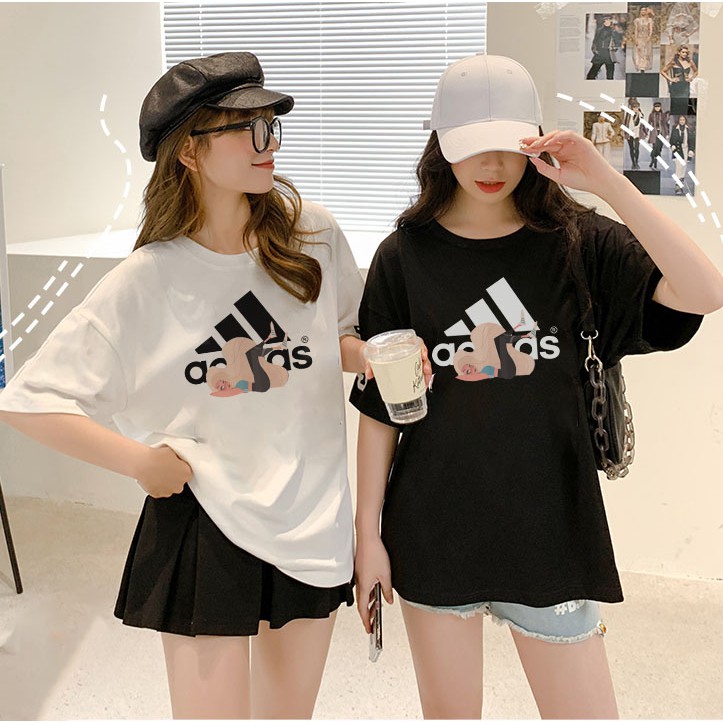 Áo phông adida nữ form rộng tay lỡ unisex, áo thun adida nữ form rộng tay lỡ unisex cotton AT087 Miucho in logo