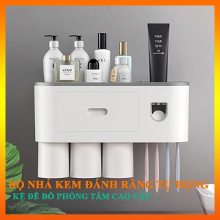 Kệ Để Đồ Phòng Tắm Bóp Kem Đánh Răng Tự Động, Treo Bàn Chải Và Cốc Đánh Răng Tiện Lợi Jen.S