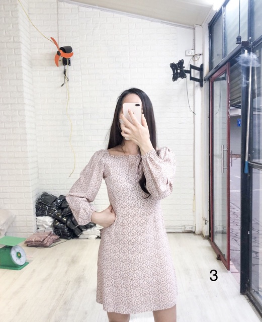 [Mã FAGREEN1505 giảm 10% tối đa 30K đơn 99K] Đầm - váy hoa nhí cổ vuông xếp ly ngực ( váy dài tay mặc 2 kiểu) | BigBuy360 - bigbuy360.vn