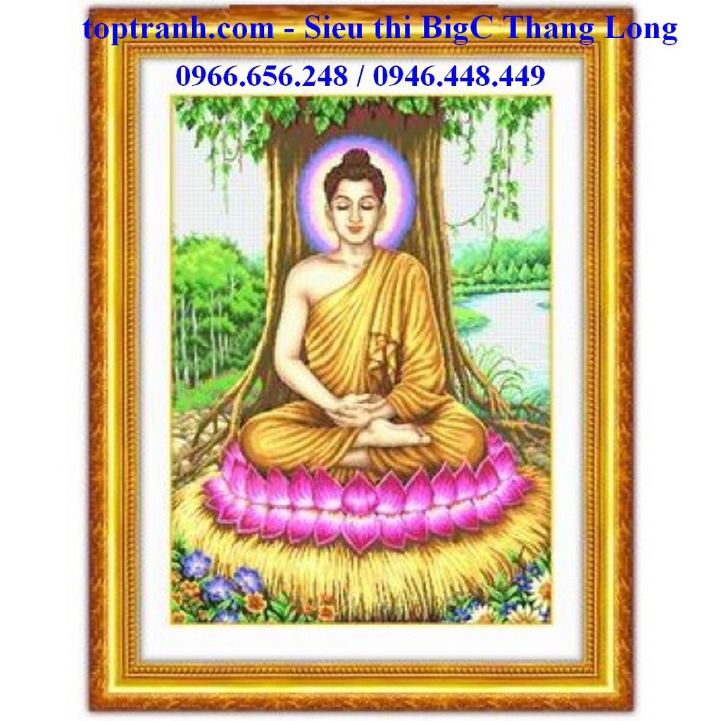 Tranh thêu chữ thập Phật Thích Ca Mâu Ni 333021 38x48 cm chưa thêu, thêu kín