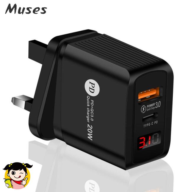 Cục Sạc Nhanh Điện Thoại Di Động PD 20W + QC 3.0 Cổng Kép Màn Hình Kỹ Thuật Số