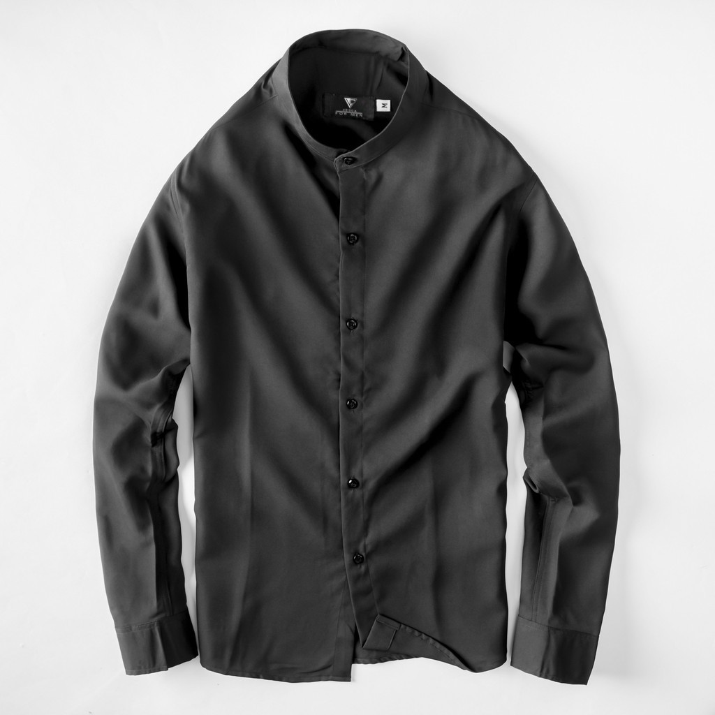 Sơ mi nam form rộng cổ tàu trắng cao cấp Hamino vải lụa dày dặn co giãn 4 chiều mát mẻ B | BigBuy360 - bigbuy360.vn