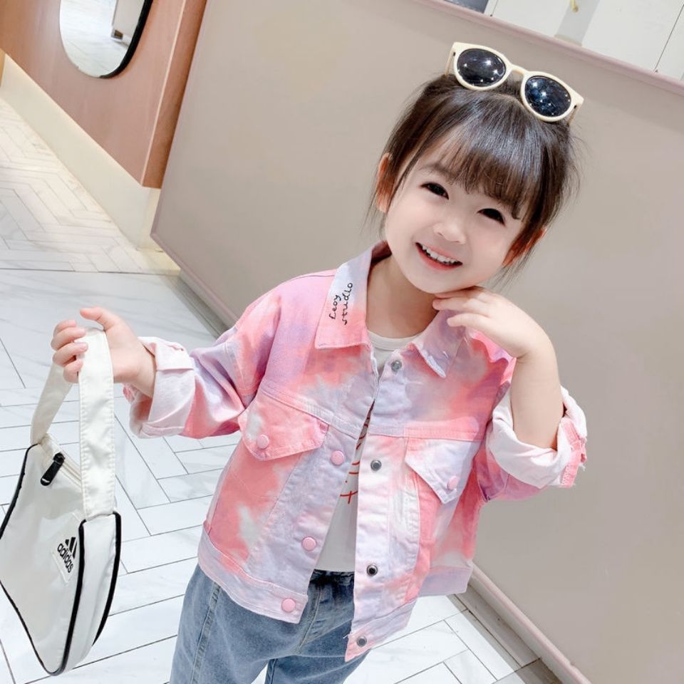 Áo Khoác Denim Họa Tiết Rằn Ri Cá Tính Cho Bé Gái