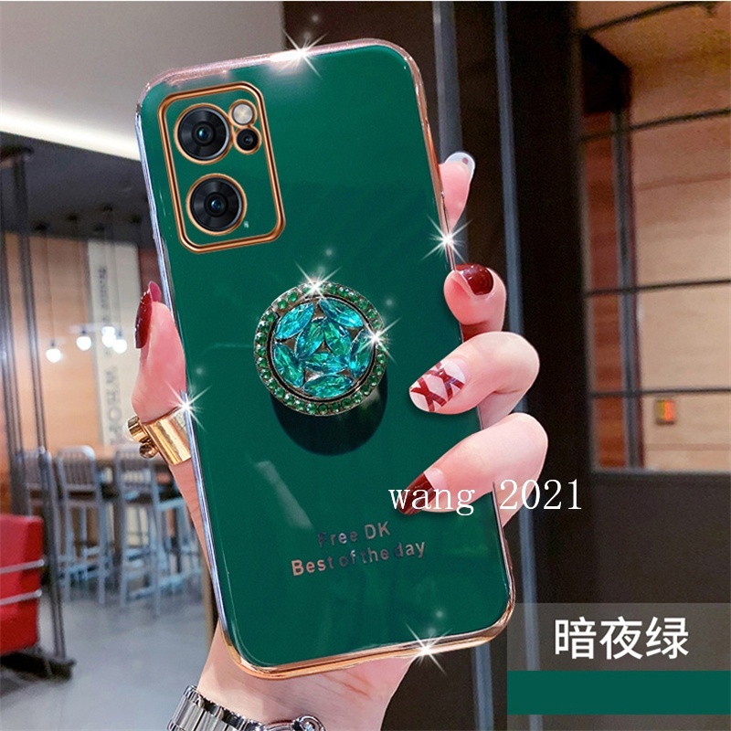 Ốp Điện Thoại Dẻo Mạ Màu Đính Đá Sang Trọng Có Giá Đỡ Cho OPPO Reno8 Z Reno8 Pro 5G 2022