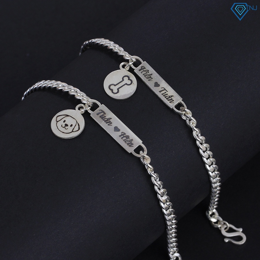 Vòng tay cặp đôi nam nữ bạc khắc tên theo yêu cầu LTD0028 Trang Sức TNJ
