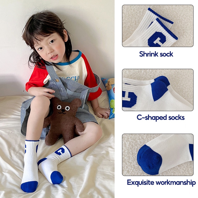 Set 4 đôi vớ thể thao AYUER cotton thoáng khí thời trang dành cho trẻ em