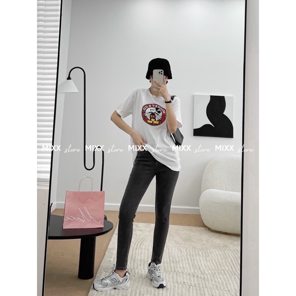 Quần Jean Nữ Skinny Xám lưng cao chất jean co giãn thoải mái phom 9 tấc tôn dáng