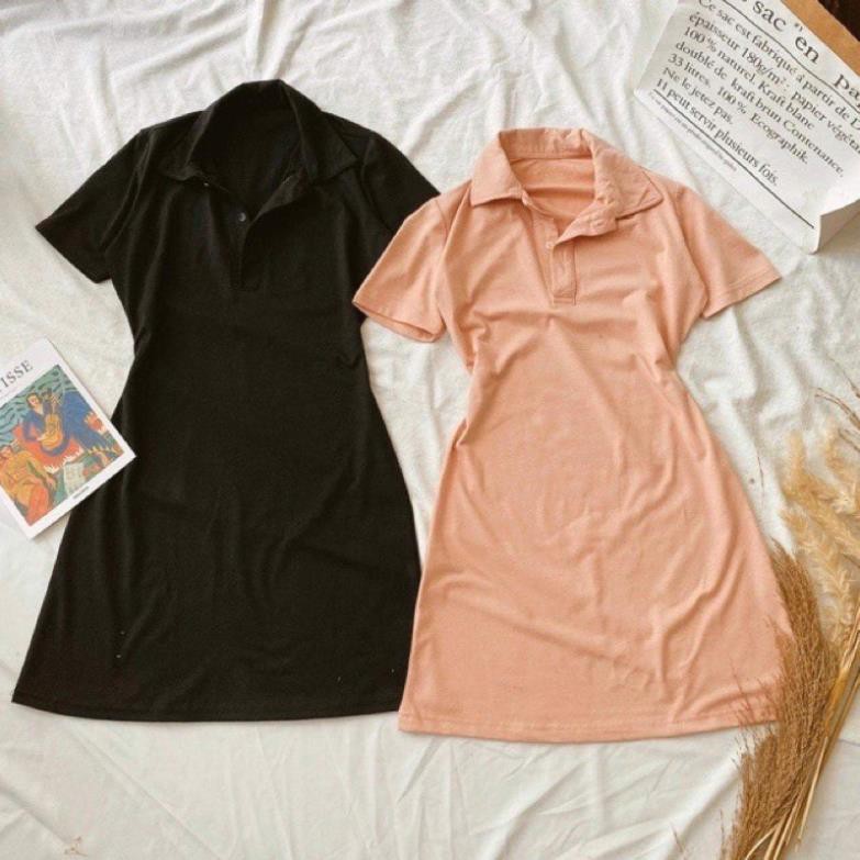 Đầm body cổ sơ mi vải thun cotton gợi cảm | BigBuy360 - bigbuy360.vn