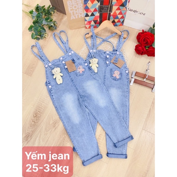 Quần yếm cho bé, yếm bò bé gái, chất mềm size 25-33kg