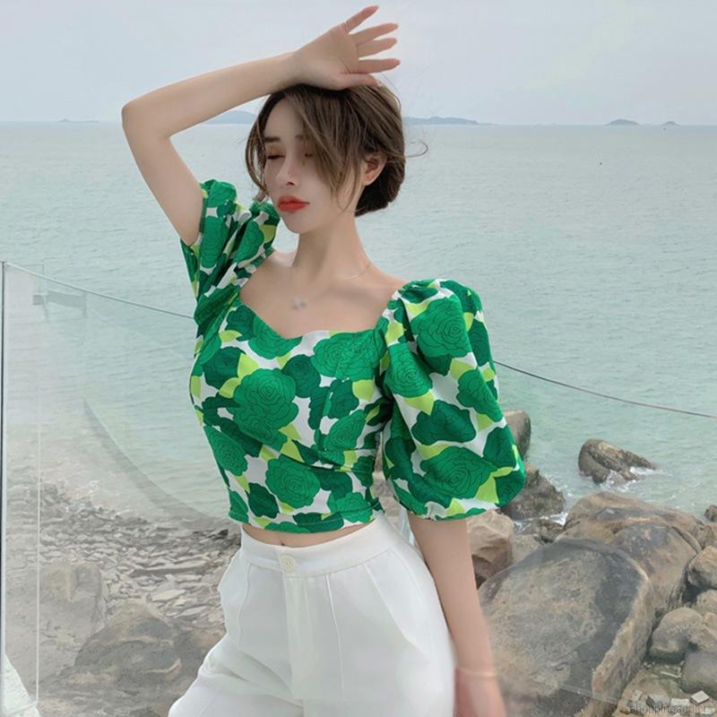 Áo Voan Tay Ngắn Cổ Vuông Dáng Ôm Quyến Rũ Trẻ Trung Cho Bạn Gái | BigBuy360 - bigbuy360.vn