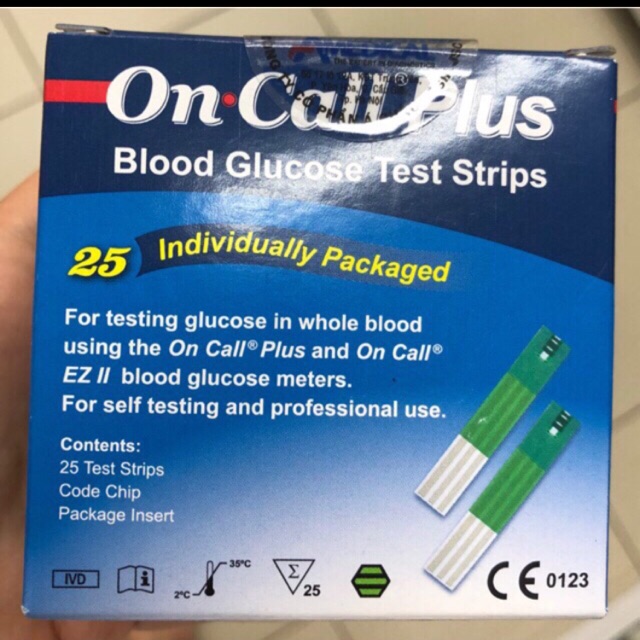 (Nhà thuốc Đức Hiền) Que thử của máy đo đường huyết  on call plus ( hộp 25 que ) 