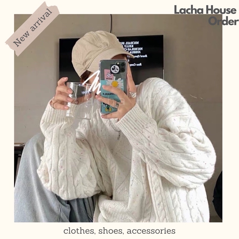 [Mã 11FASHIONSALE1 giảm 10k đơn 50k] [SẴN TRẮNG- XÁM 2] Áo Len Muối Tiêu Trắng- Xám Hàn Quốc