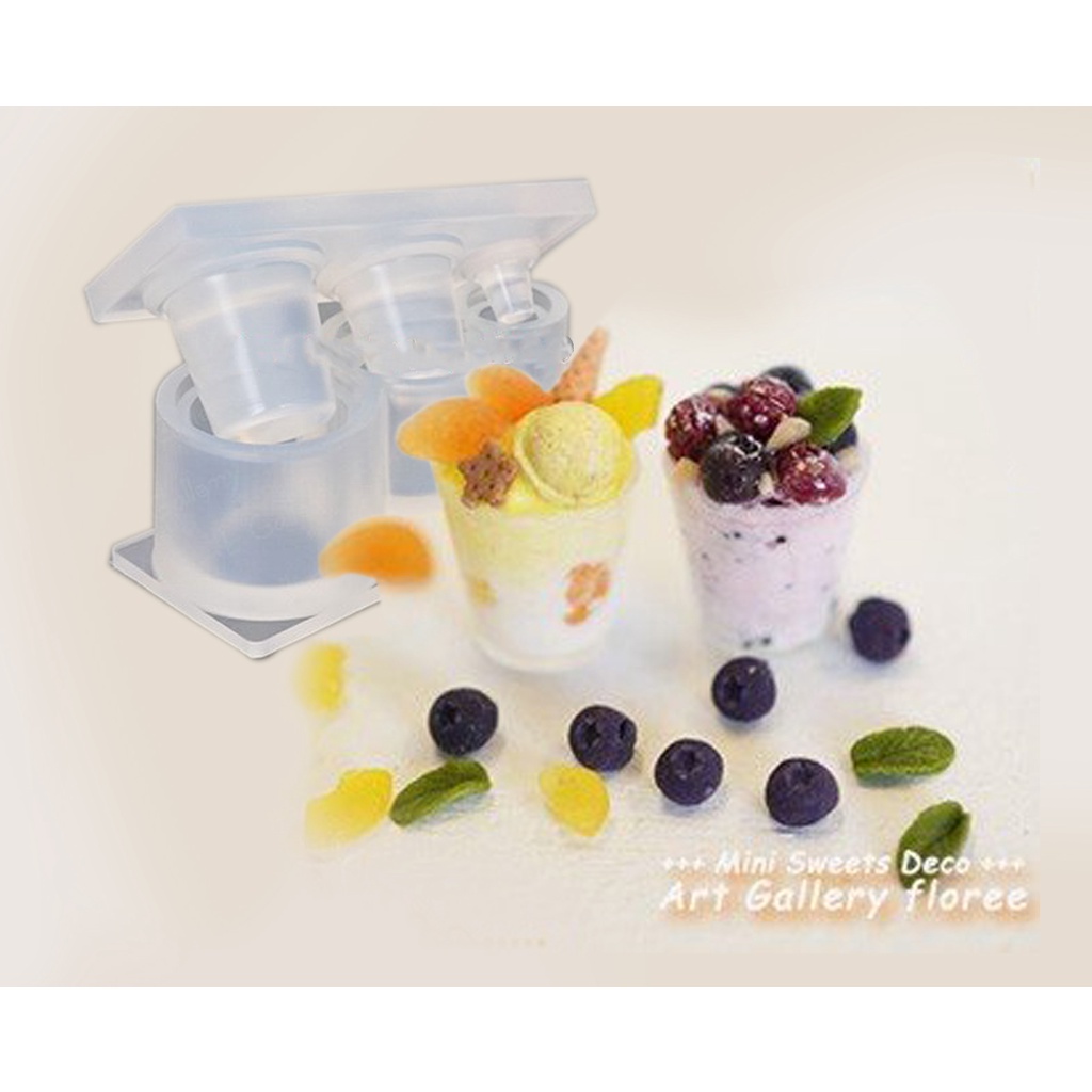 Khuôn silicone trong dẻo đổ resin casting nhà búp bê mô hình thức ăn minifood dollhouse ly cà phê kem