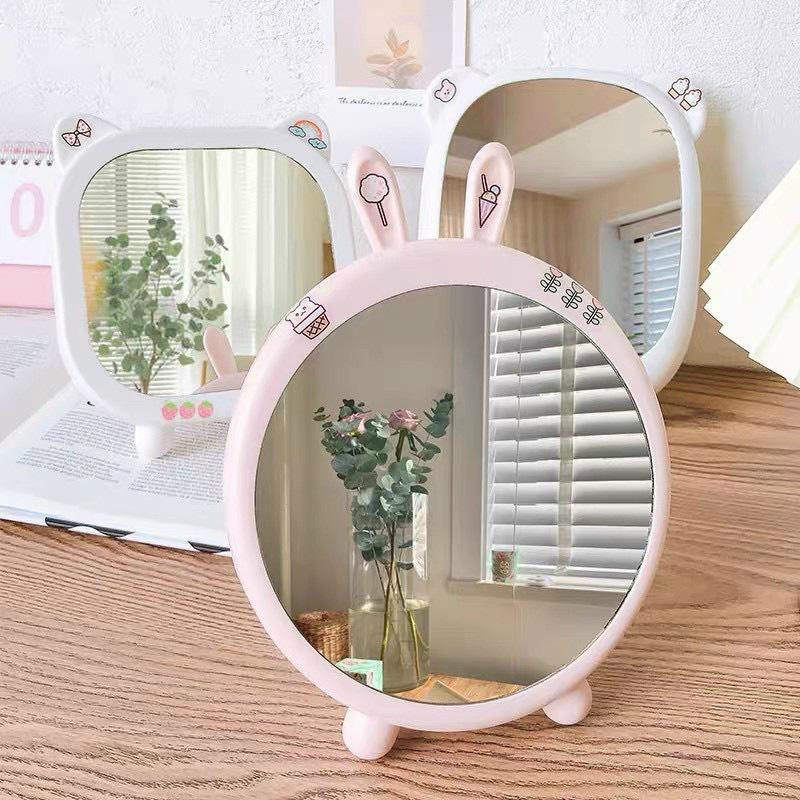 Gương Trang Điểm Để Bàn/Treo Tường Tai Thú Cá Tính Dễ Thương (giao màu ngẫu nhiên) VC