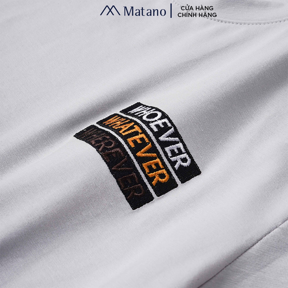 Áo thun nam cổ tròn thêu chữ MATANO AT090 phông ngắn tay đơn giản dễ mặc vải cotton 4 chiều thoải mái, thấm mồ hôi