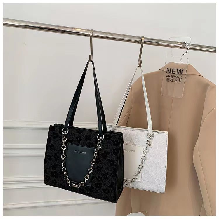 Túi Tote Xách Tay Đeo Vai Màu Đen Kích Cỡ Lớn Dễ Phối Đồ