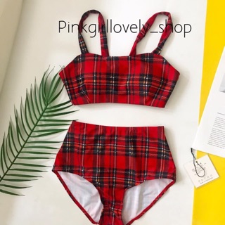 Bikini caro đỏ mẫu mới( kèm hình thật)