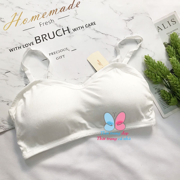 Áo bra ống phối 2 dây thun cotton tăm gân co giãn - bra9922 | BigBuy360 - bigbuy360.vn