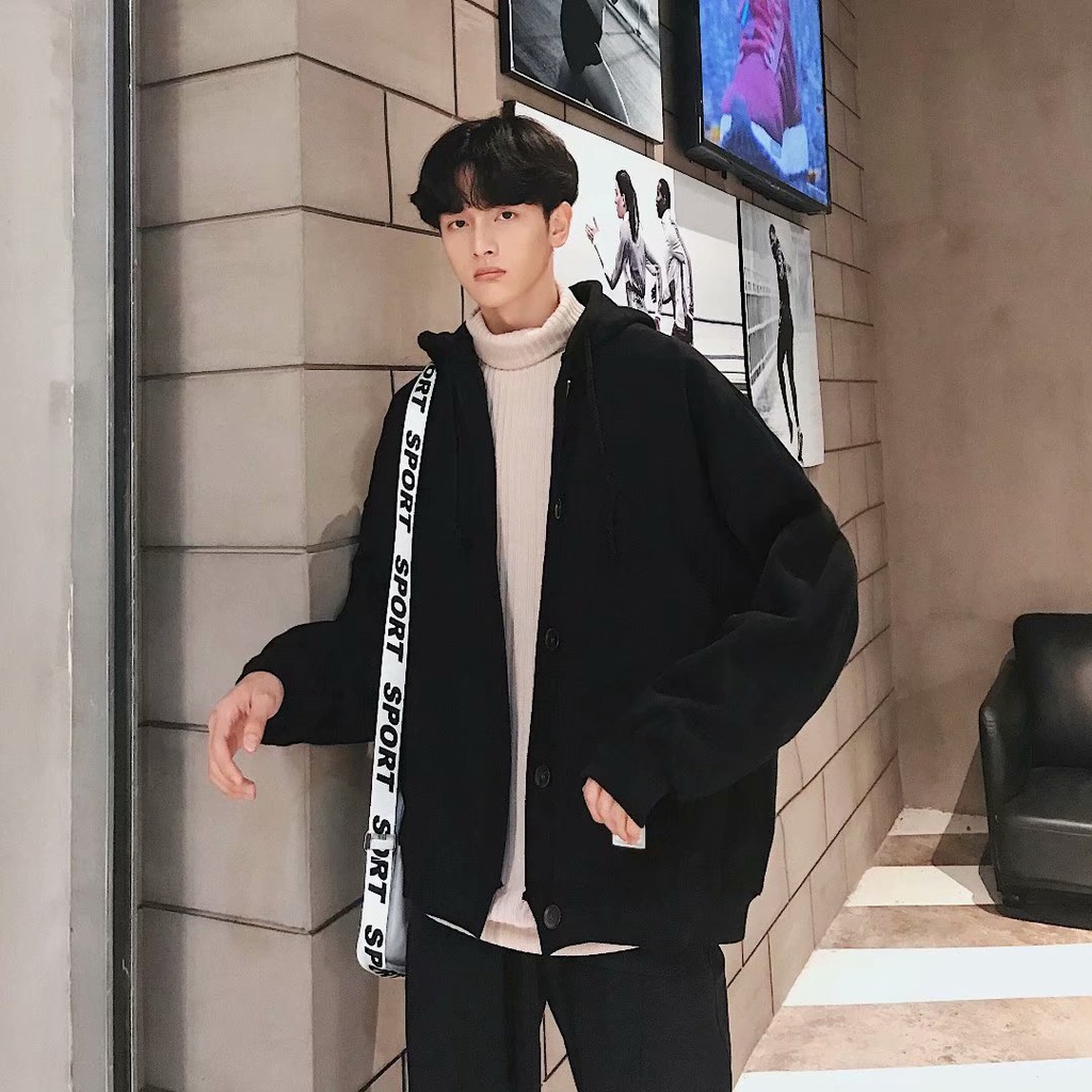 Korean Fashion Simple Men's Long Sleeve Hooded Jacket M-3Xl