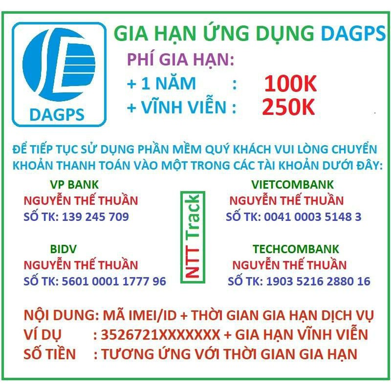 Gia hạn Sever truy cập ứng dụng định vị DAGPS - NTT Track