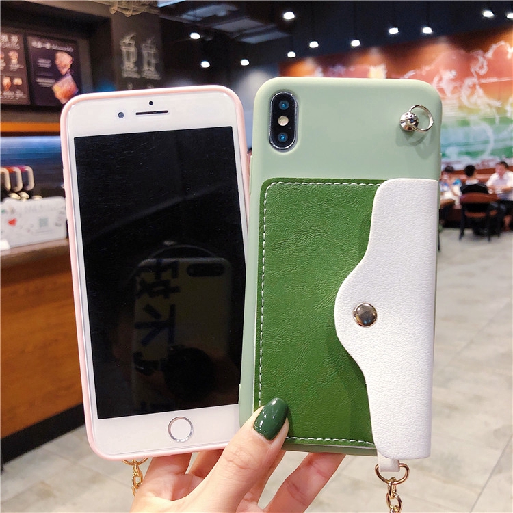 Ốp điện thoại Pocket Card soft with strap Phone Case cho xiaomi poco m3 X3 NFC X2 mi A1 A2 A3 MI note 10 LITE 10T pro 9T phone cover