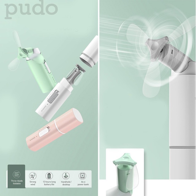 Quạt mini cầm tay thông minh cánh quạt gấp siêu gọn tự tắt khi chạm vào sạc usb pin lâu 13 tiếng chính hãng Baseus