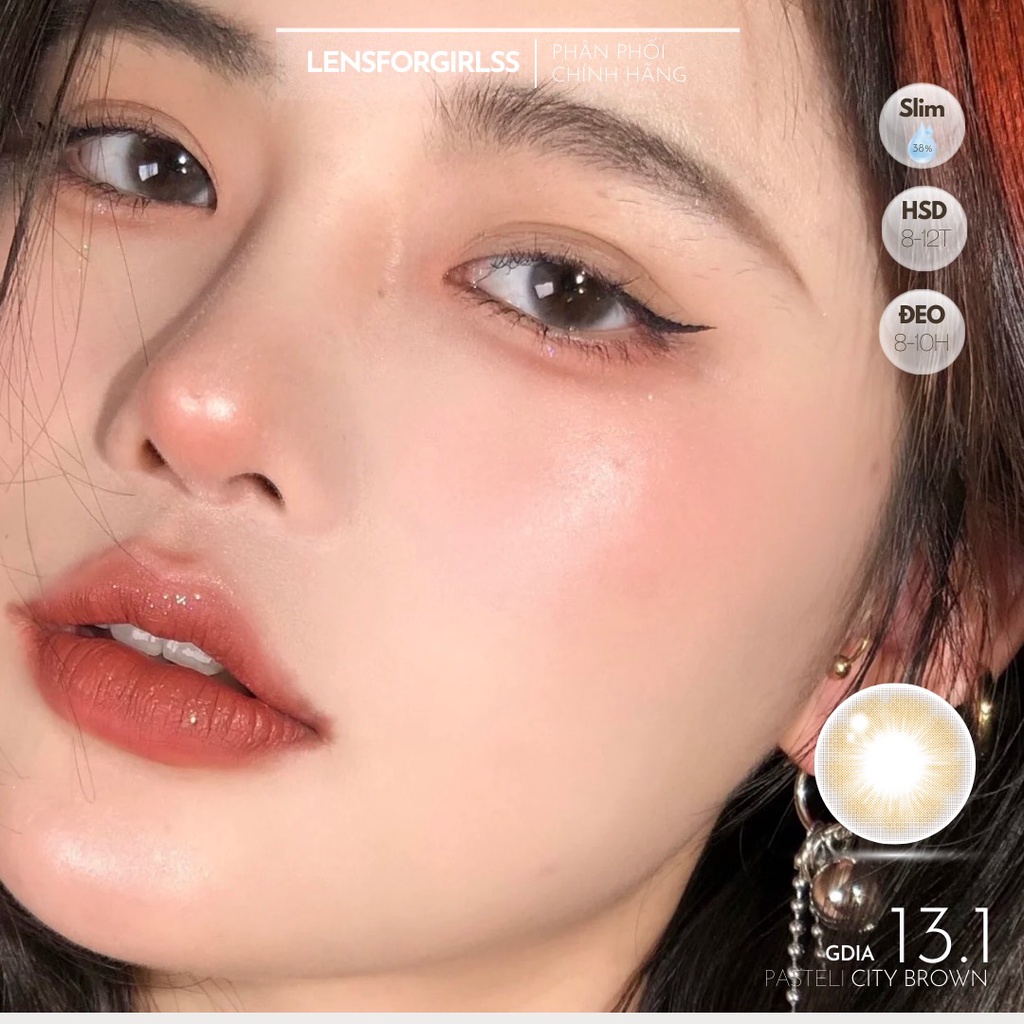 Kính áp tròng màu pastel PASTELI CITY BROWN chính hãng ISHA KOREA| Hsd 8-12 tháng | Lens cận