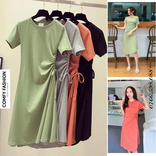Đầm rút eo vải thun co giãn