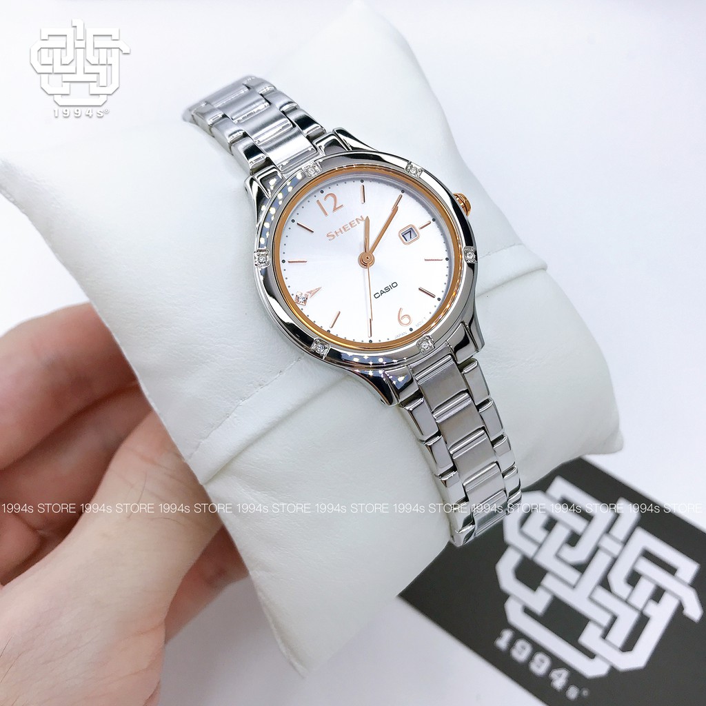 Đồng hồ nữ Casio Sheen SHE-4533 / SHE-4533D-7A mặt kính Sapphire chống chói, chống nước 50m, size 30mm, hàng chính hãng