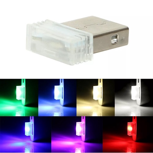 Đèn LED mini 7 màu cổng USD dùng trang trí xe hơi laptop