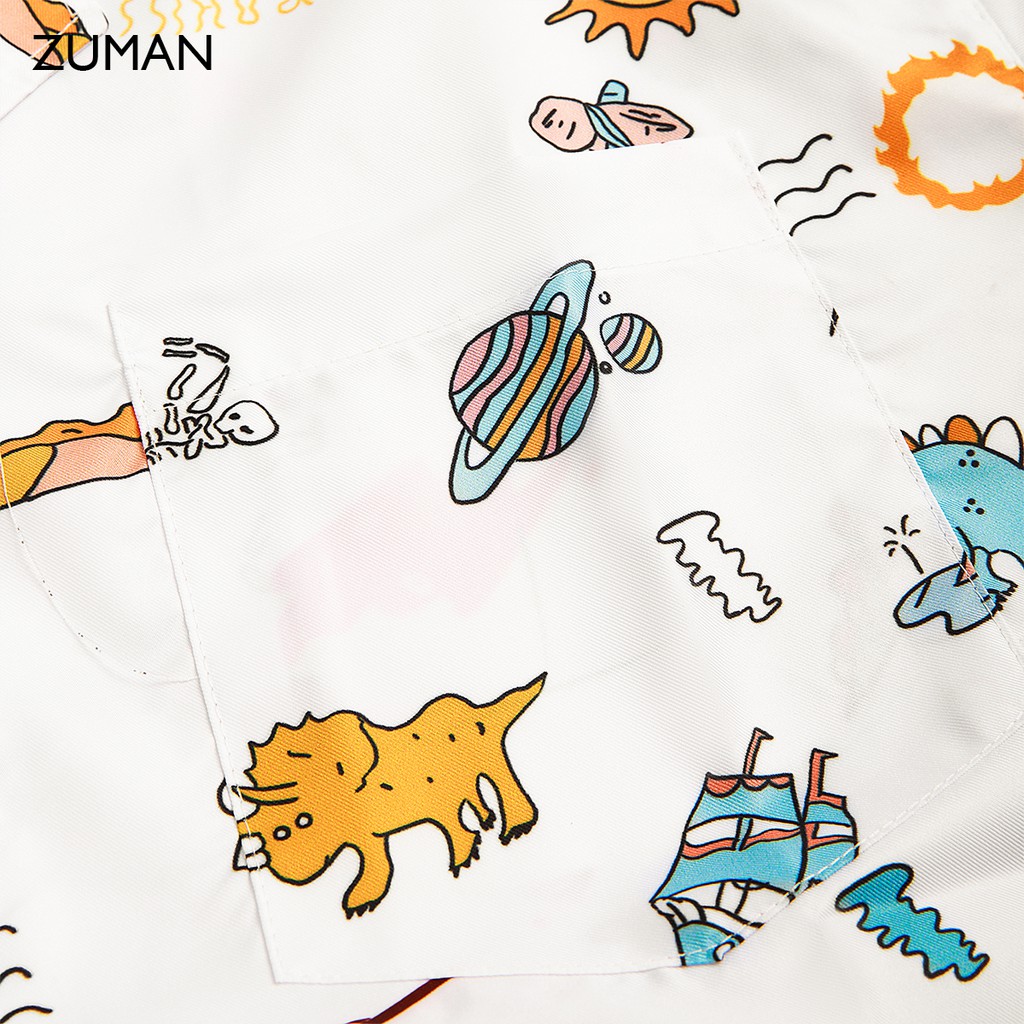 Áo sơ mi nam họa tiết tay ngắn Prehistoric Vignette Shirt  ASM14 Zuman Chất lụa chéo,thoáng mát, không nhăn