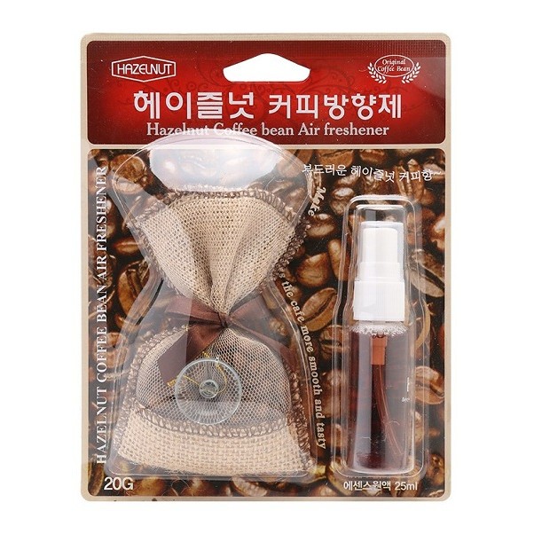 Túi thơm treo xe hương cafe kèm chai xịt tinh dầu Hazelnut Korea Hando