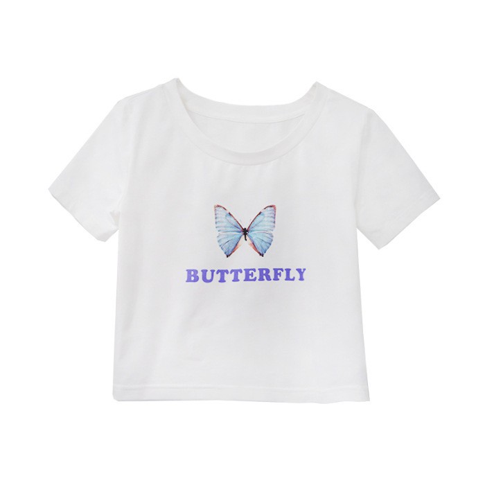 Áo Thun Croptop Ngắn Tay BUTTERFLY Siêu Xinh