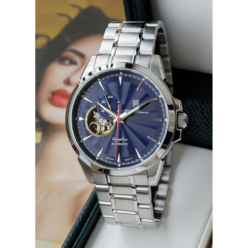 Đồng hồ nam dây kim loại Automatic Olym Pianus OP990-083 OP990-083AMS xanh