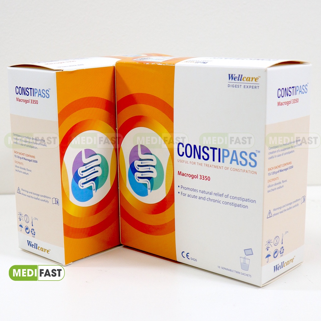 Constipass Giảm Táo bón Hỗ trợ Nhuận tràng Bổ sung chất xơ Giúp Ăn ngon Tiêu hóa tốt Tránh Đầy hơi khó tiêu - Hộp 20 gói
