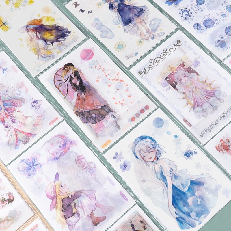 Set 6 tấm sticker giấy washi 15 x 10 nhiều mẫu tự chọn