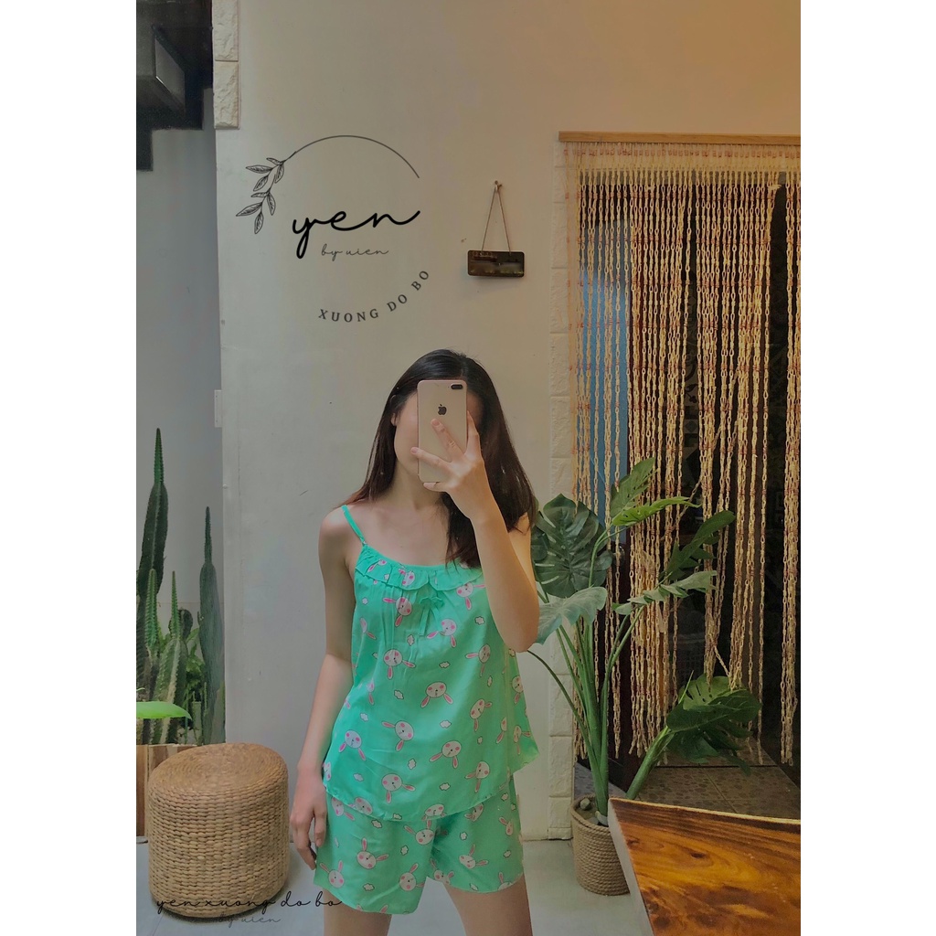 Đồ bộ Lanh-quần đùi áo dây
