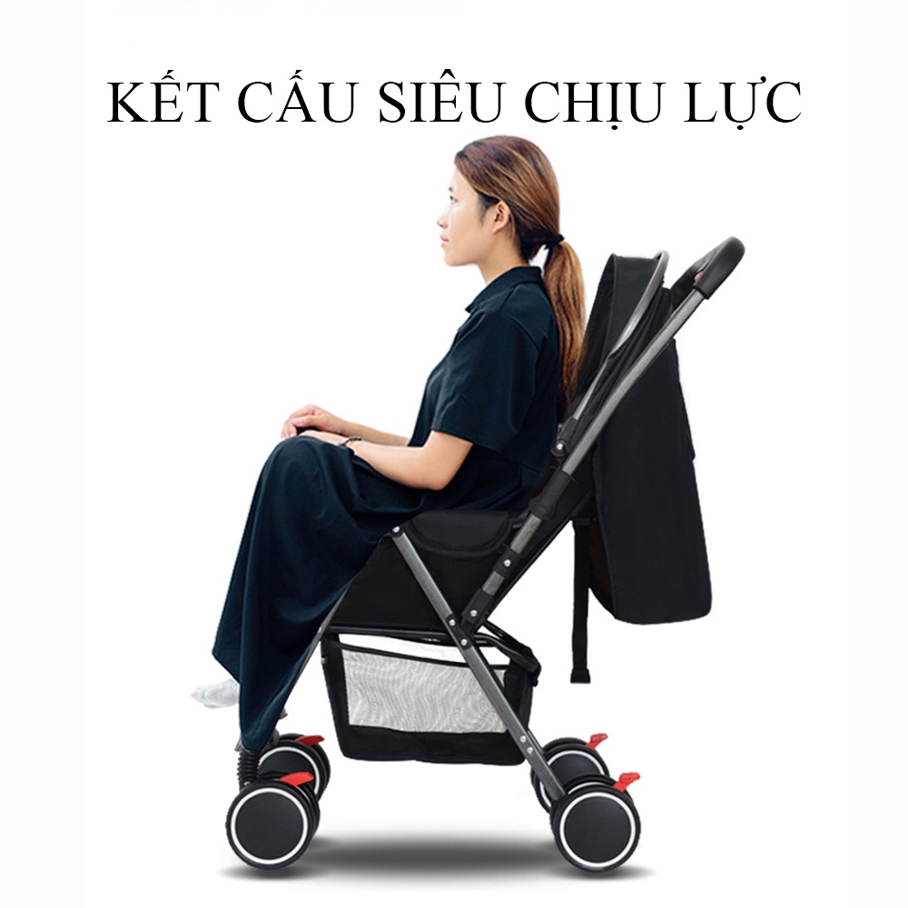 Xe đẩy cho bé, xe nôi em bé gấp gọn 2 chiều cao cấp có giảm xóc tặng kèm combo quà tặng trị giá 450k. Bảo hành 2 năm