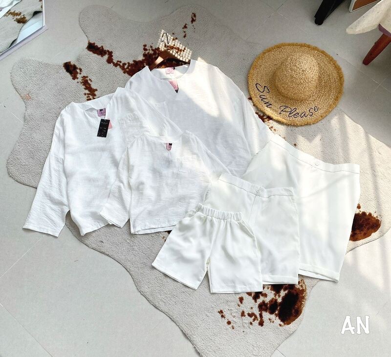 Sét gia đình 3 món trắng quần sooc hàng đẹp