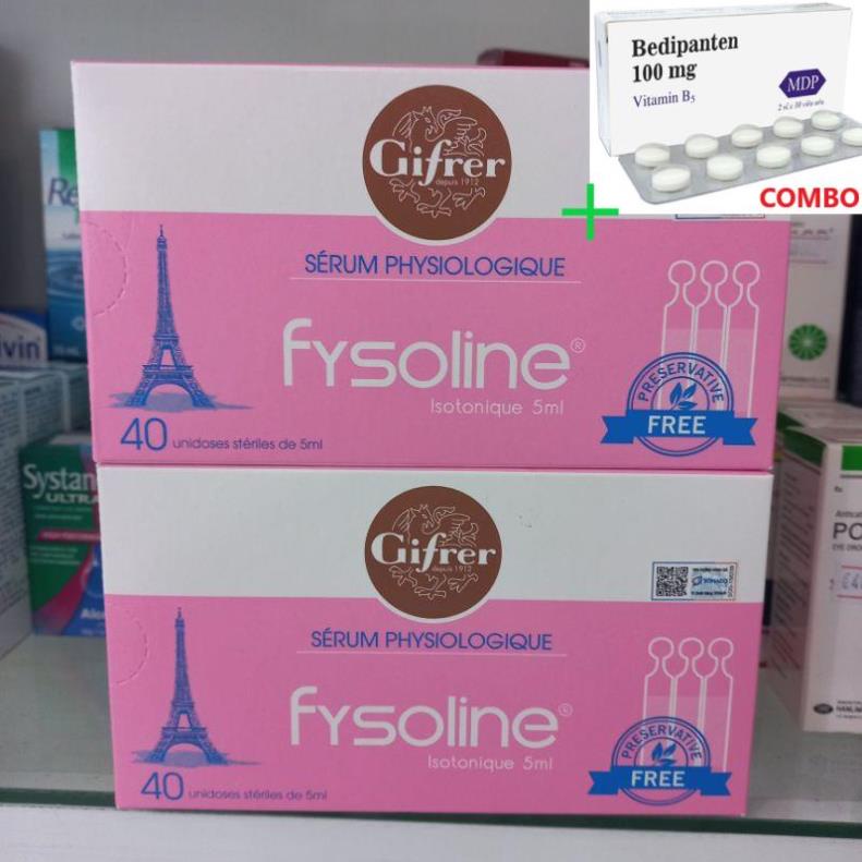 Combo Bedipanten 100mg +  FYSOLINE Nước muối sinh lý Pháp vệ sinh mắt mũi tai cho bé hộp 40 ống