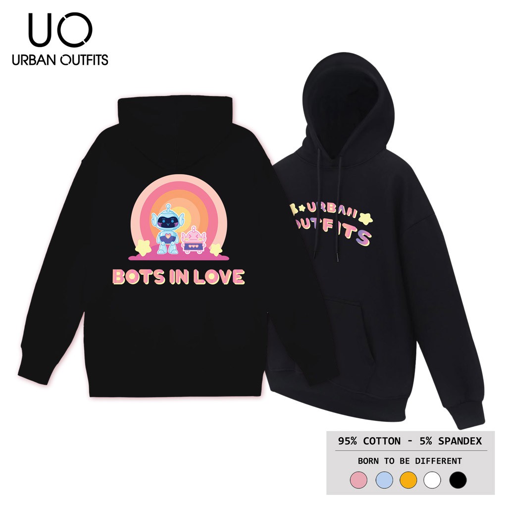 Áo Hoodie Nữ Nam Form Rộng URBAN OUTFITS In Bots In Love HOO06 Chui Đầu Thun Cotton Nỉ | BigBuy360 - bigbuy360.vn