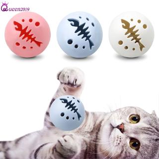 Ready 3PC 5cm Pet Cat Toy Play Ball Plastic Fish Bone Toys Flashing Light Natural Catnip Balls Queen